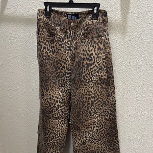 GAP Leopard-Print High Rise Wide Leg Jeans